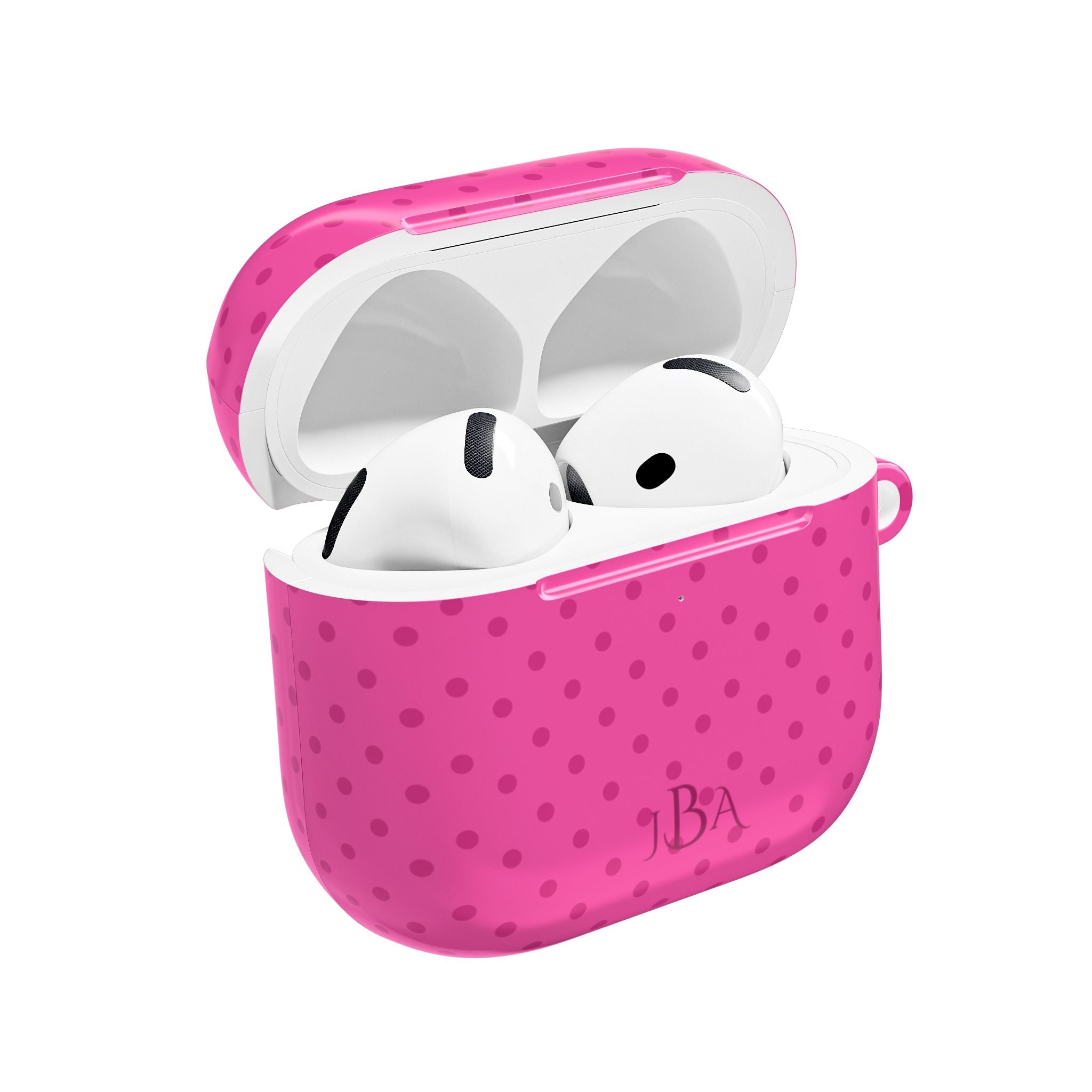 PERSONALIZED NAME CUSTOM FUCHSIA PINK POLKA DOTS INITIALS AIRPOD CASE