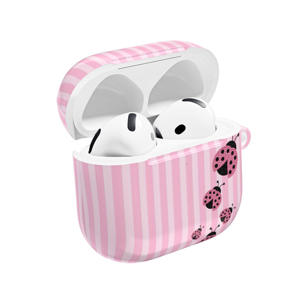 PINK STRIPES LADYBUGS AIRPOD CASE