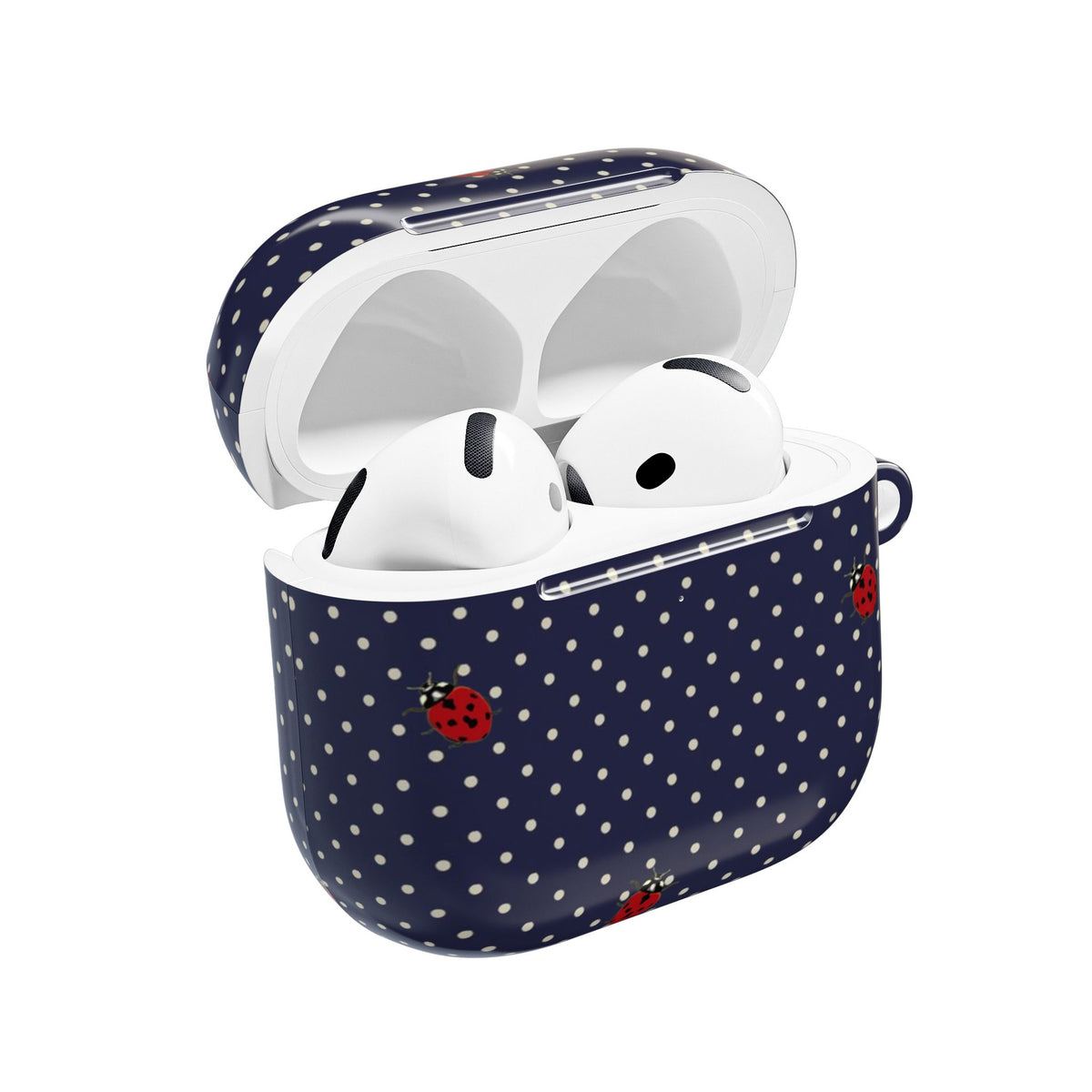 NAVY BLUE POLKA DOTS MINI LADYBUGS AIRPOD CASE