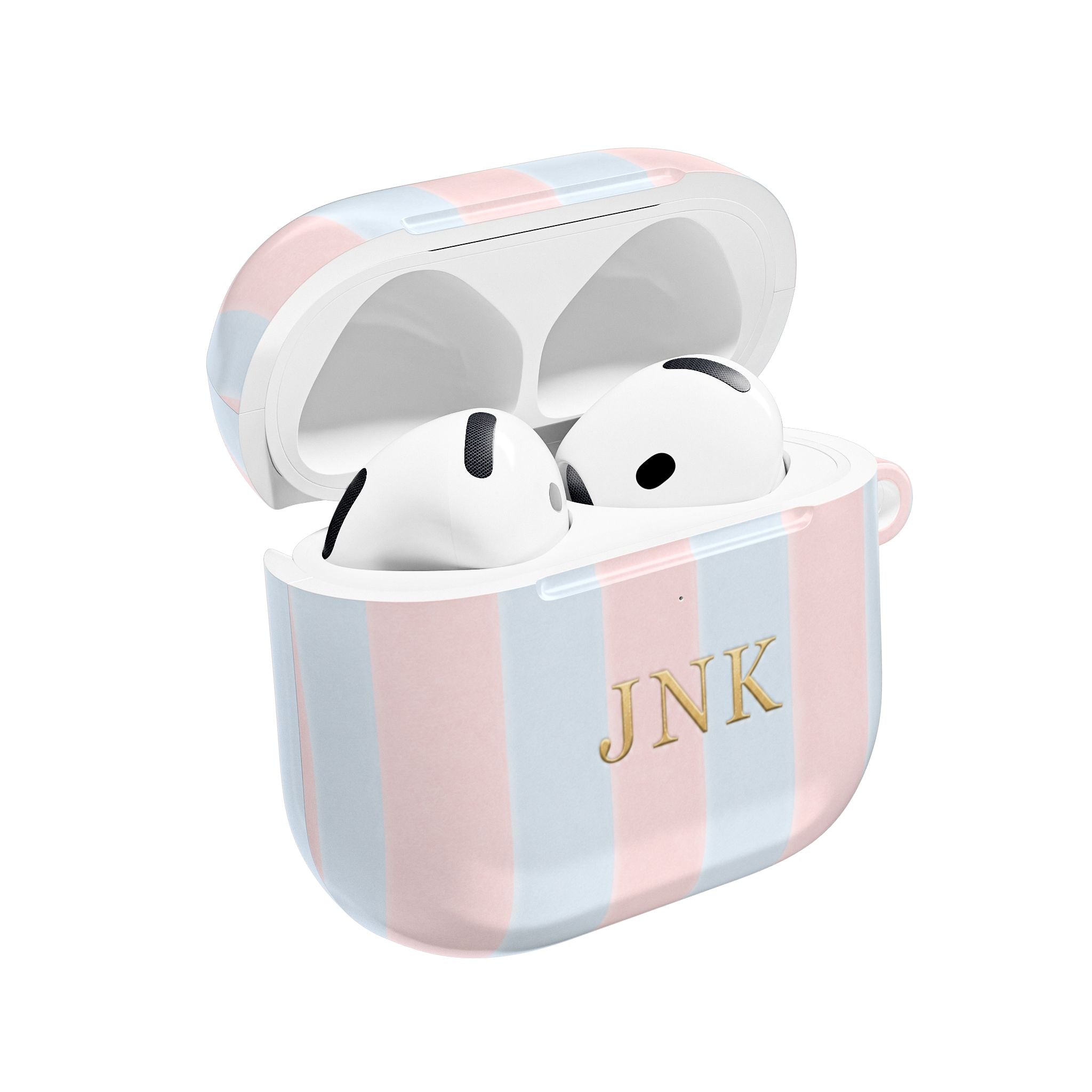 PERSONALIZED NAME CUSTOM PINK & BLUE STRIPES INITIALS AIRPOD CASE
