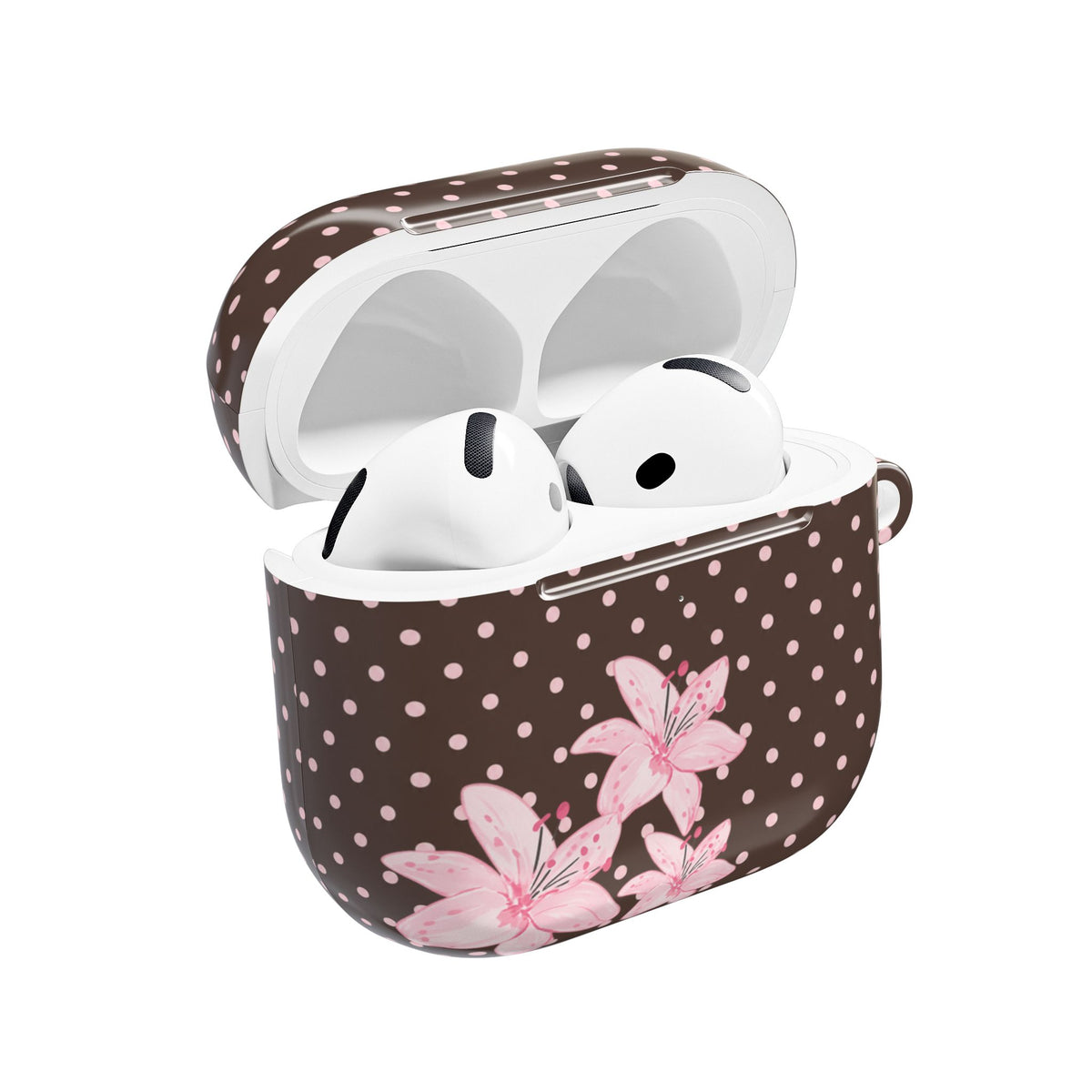 BROWN POLKA DOTS PINK FLORAL AIRPOD CASE
