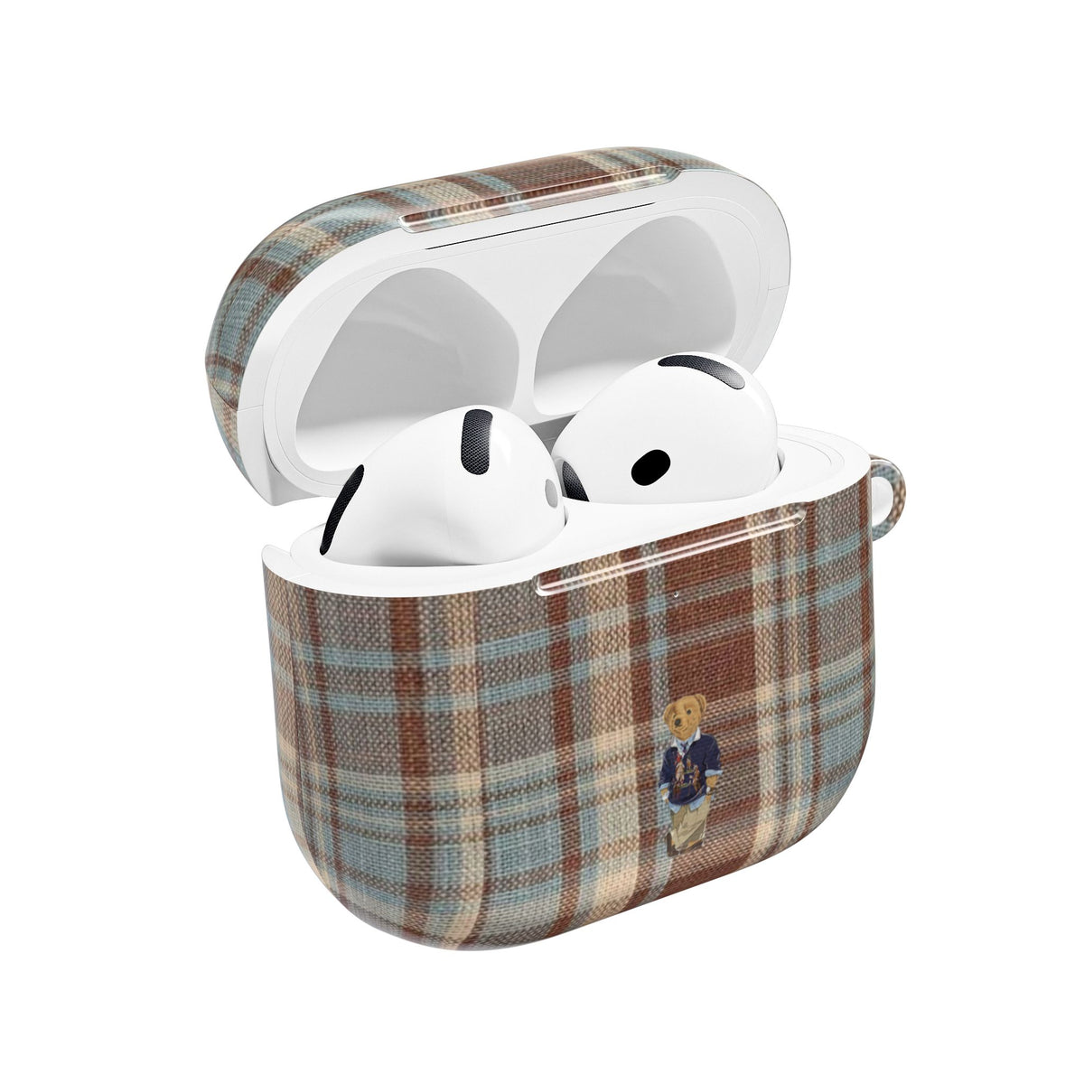 BROWN PLAID MINI TEDDY BEAR AIRPOD CASE