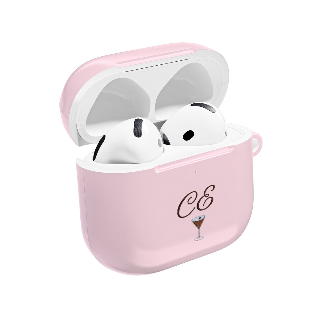 PERSONALIZED PINK MONOGRAM INITIALS ESPRESSO MARTINI CUSTOM NAME AIRPOD CASE