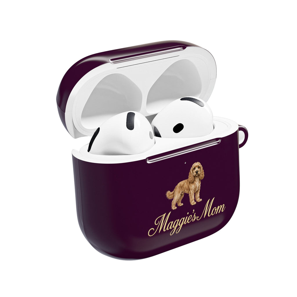 PERSONALIZED DEEP PURPLE COCKAPOO DOG MOM CUSTOM NAME AIRPOD CASE
