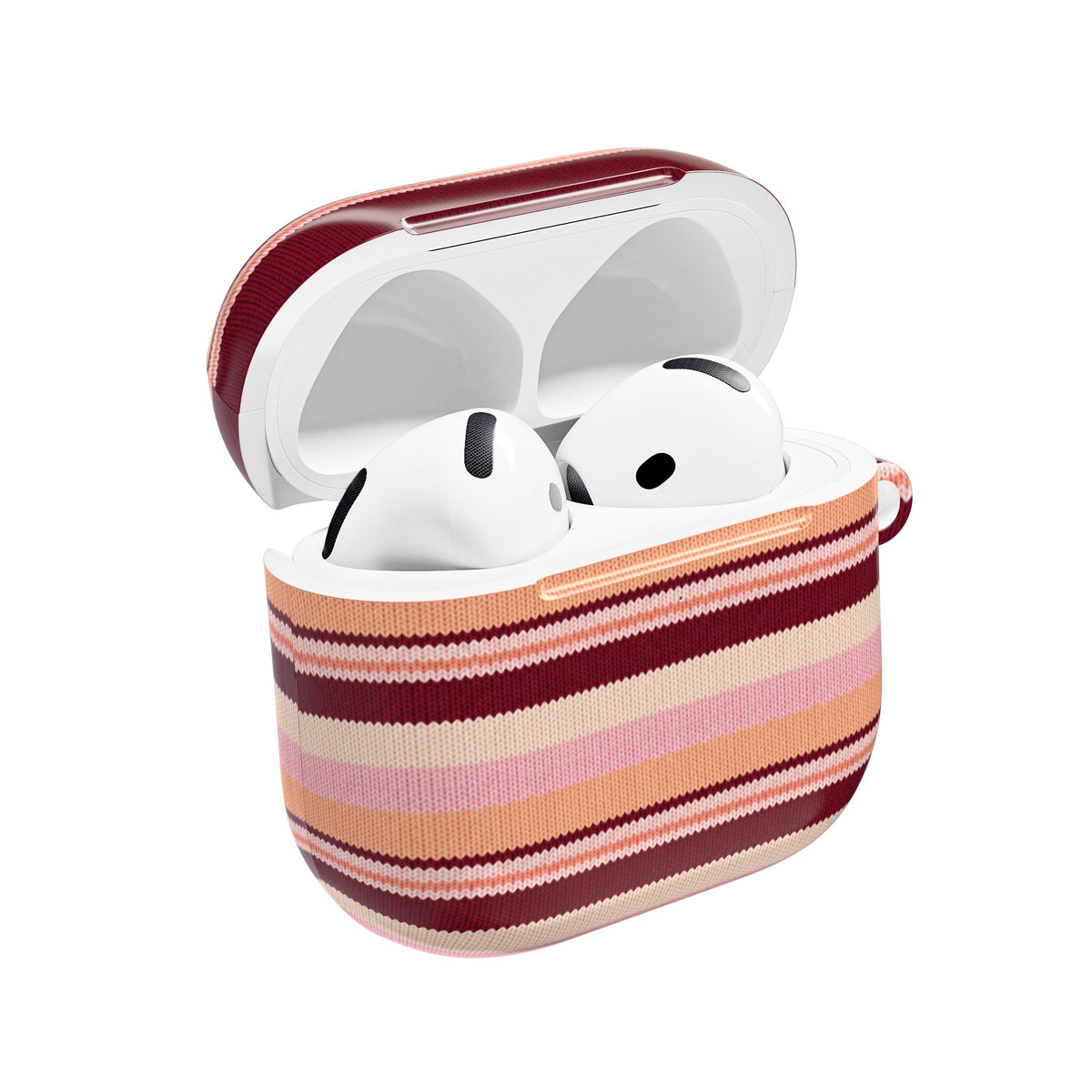 PEACH MERLOT STRIPES AIRPOD CASE