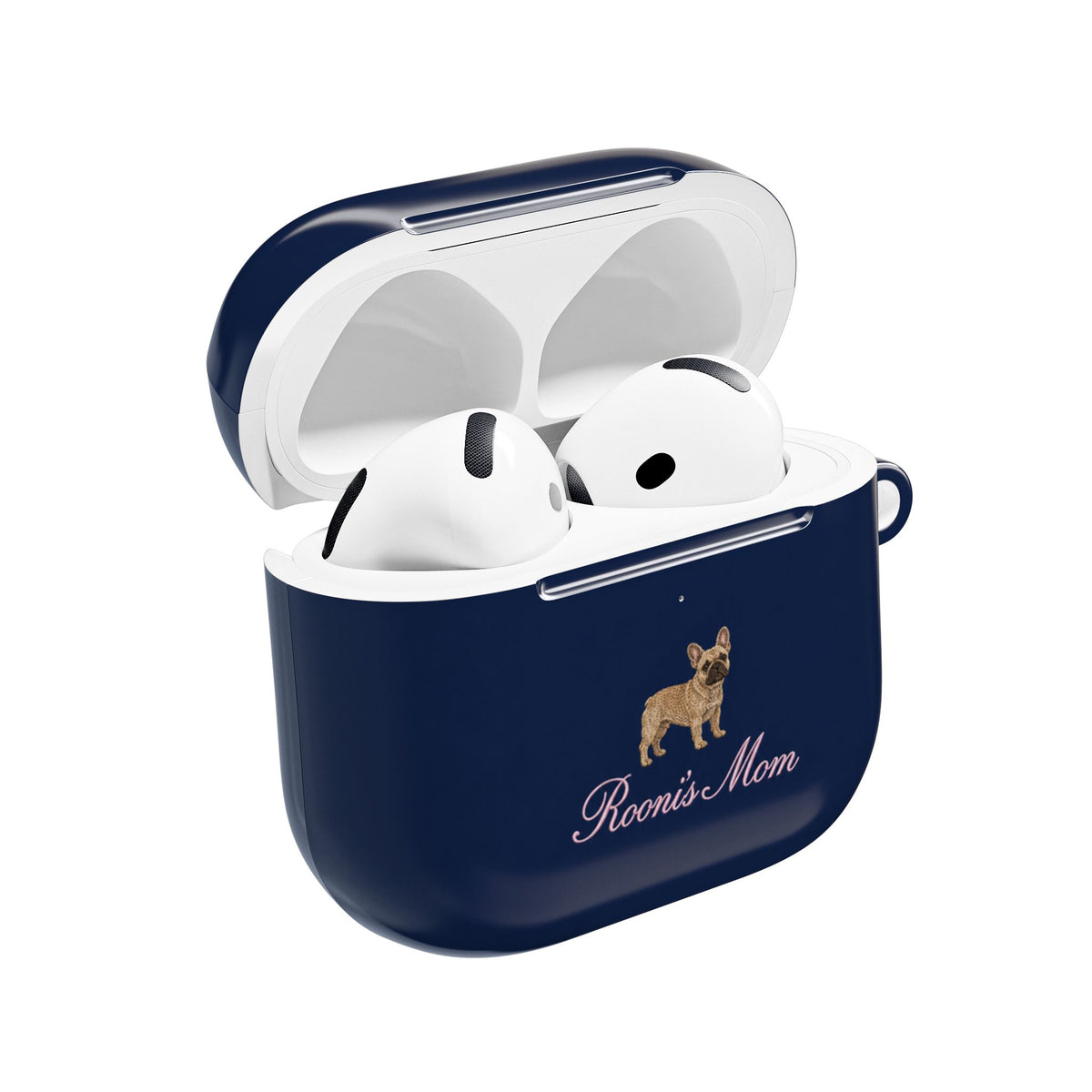 PERSONALIZED NAVY BLUE FRENCH BULLDOG DOG MOM CUSTOM NAME AIRPOD CASE