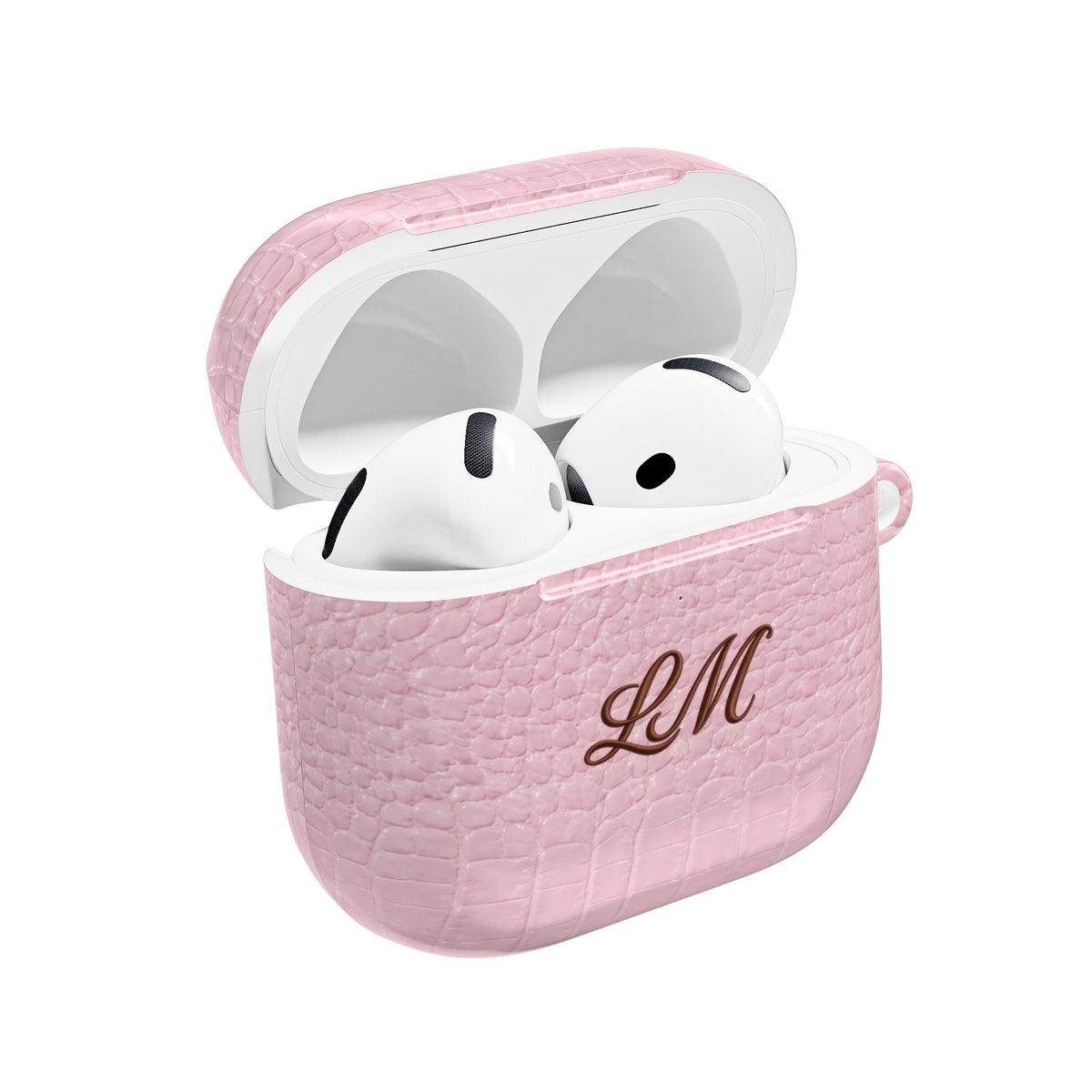 PERSONALIZED BABY PINK CROC MONOGRAM INITIALS CUSTOM NAME AIRPOD CASE