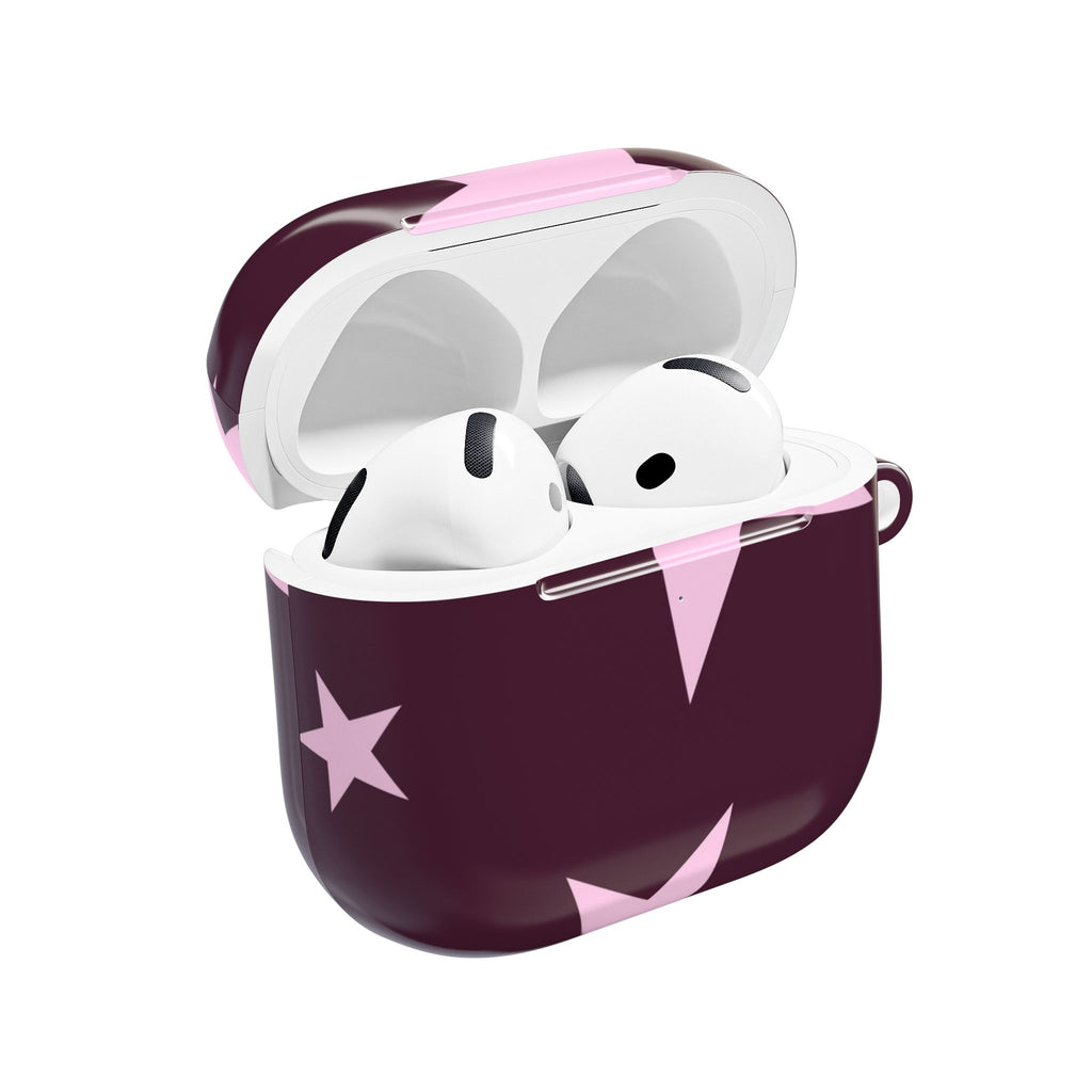 PLUM PINK STARS AIRPOD CASE