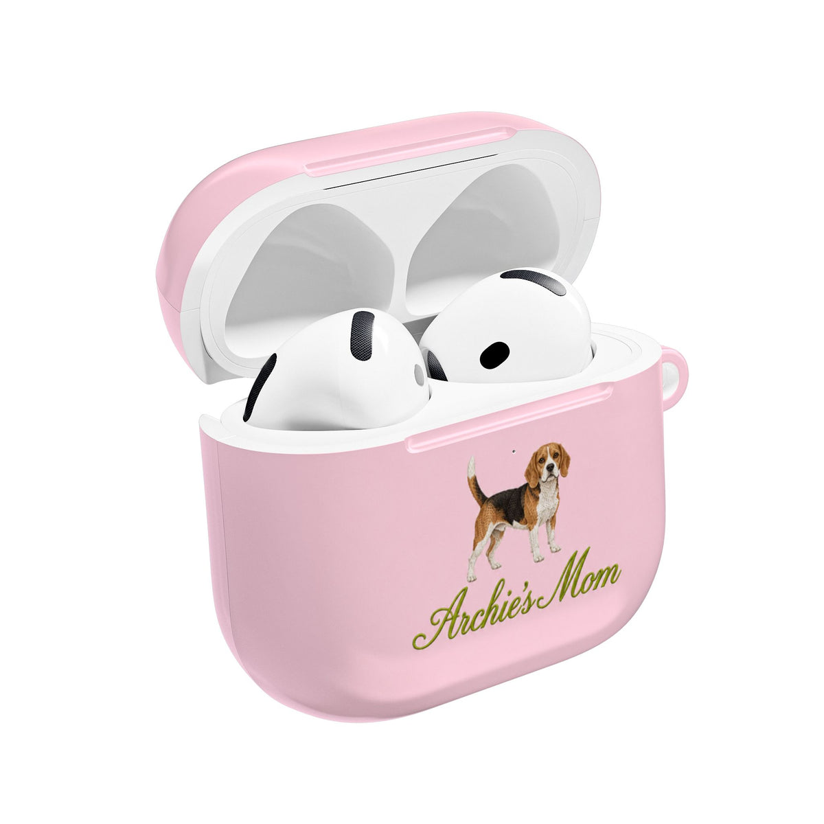PERSONALIZED PINK BEAGLE DOG MOM CUSTOM NAME AIRPOD CASE