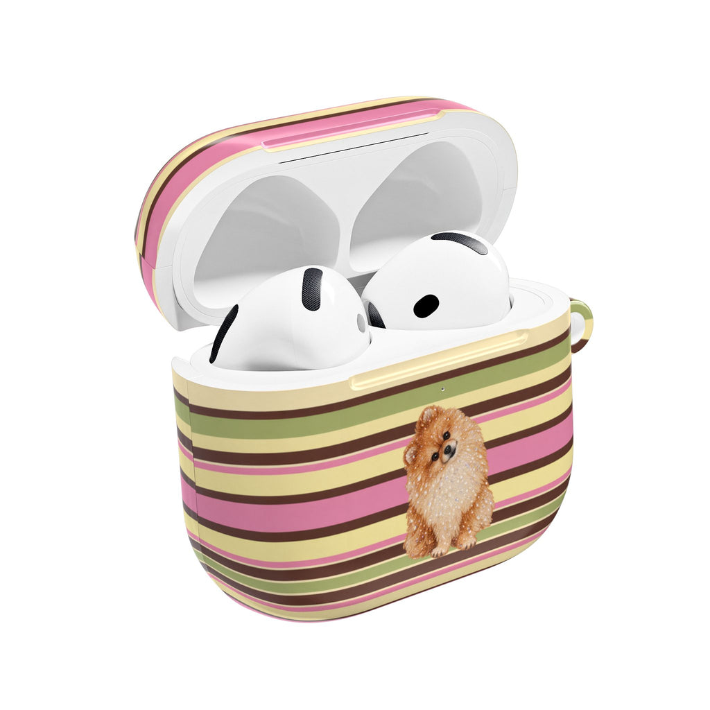 PICNIC STRIPES POMERANIAN DOG AIRPOD CASE