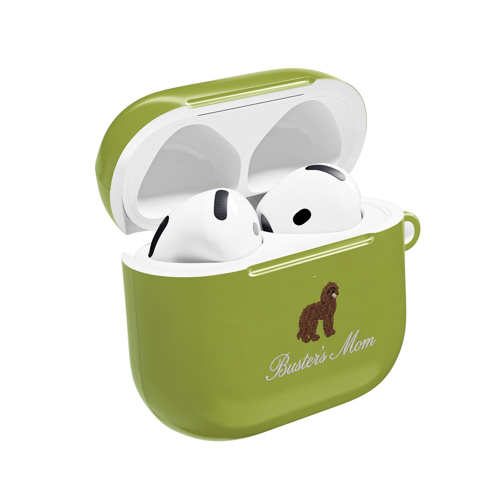 PERSONALIZED LIME GREEN DOG MOM AIRPOD CASE