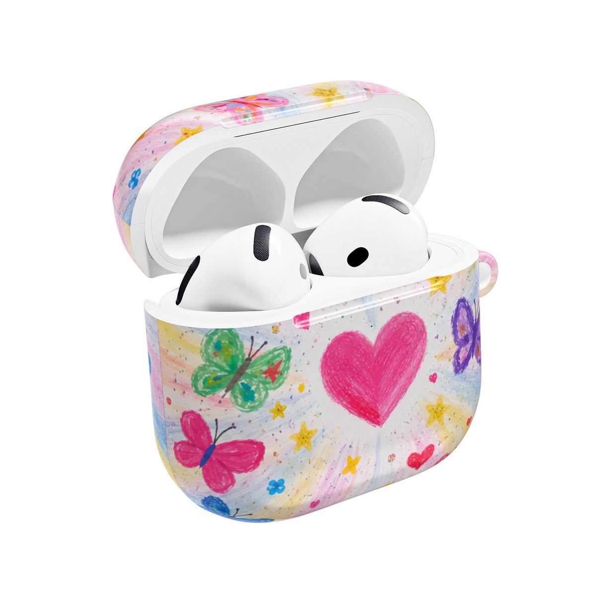 PINK WHIMSY HEART BUTTERFLIES AIRPOD CASE