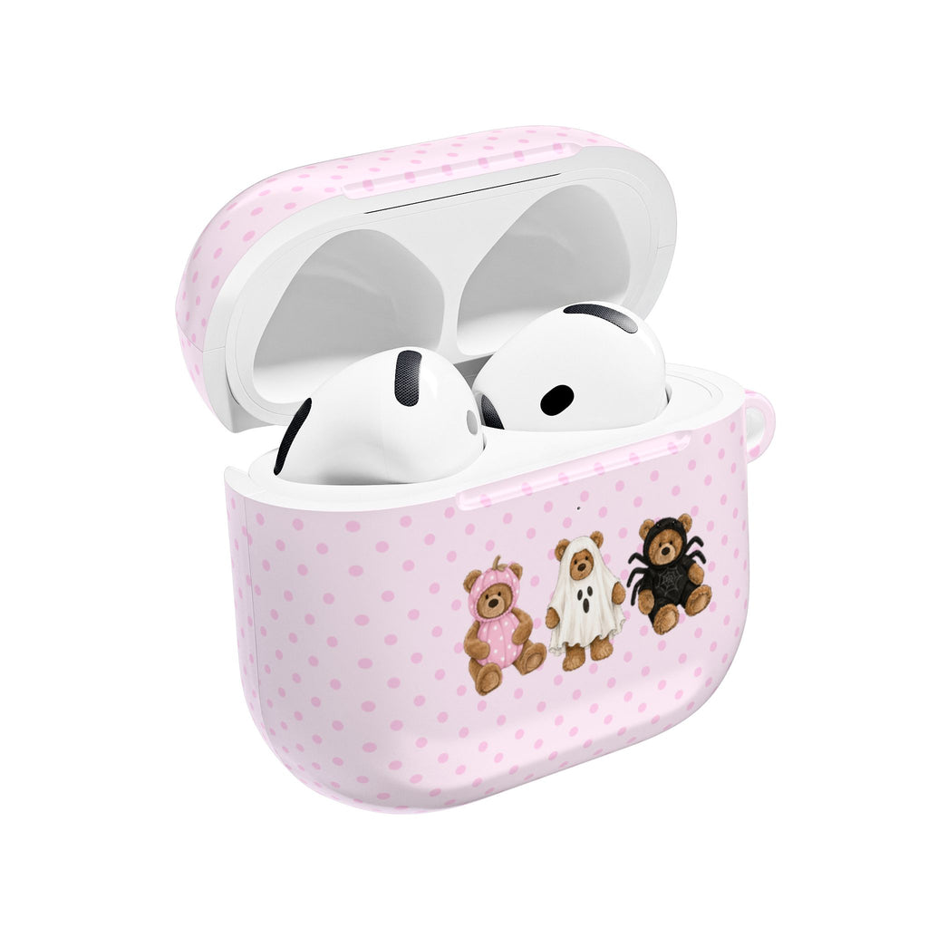 PINK POLKA DOTS HALLOWEEN TEDDY BEARS AIRPOD CASE