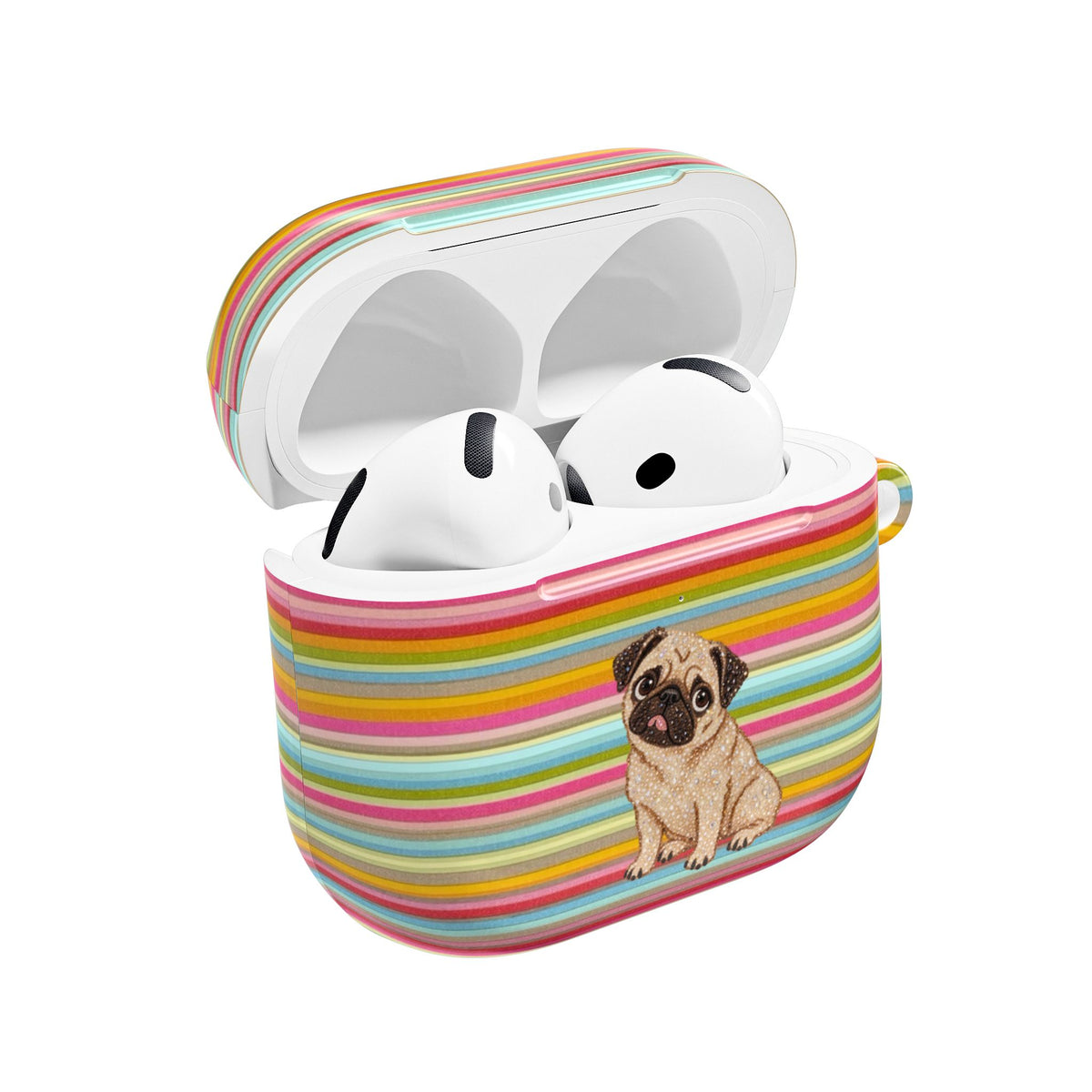 JET SET STRIPES PUG PUPPY AIRPOD CASE