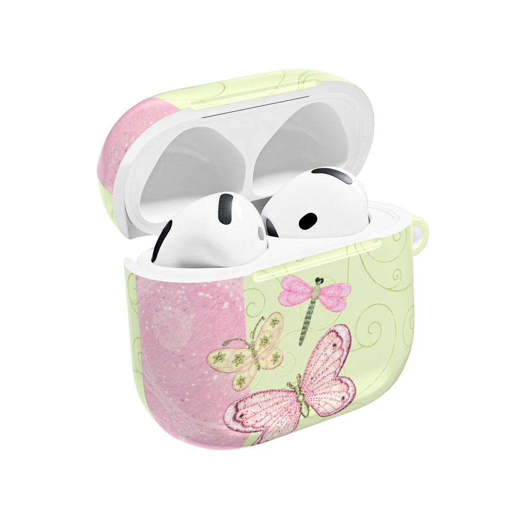 YELLOW & PINK WHIMSY DRAGONFLY AIRPOD CASE