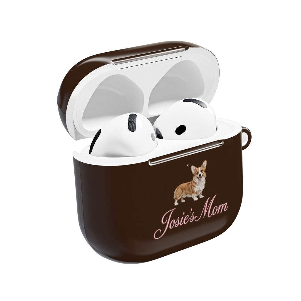 PERSONALIZED BROWN CORGI DOG MOM CUSTOM NAME AIRPOD CASE