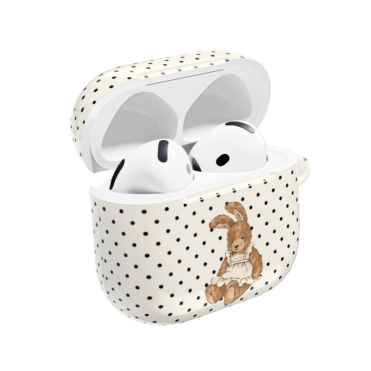 IVORY POLKA DOTS BUNNY AIRPOD CASE