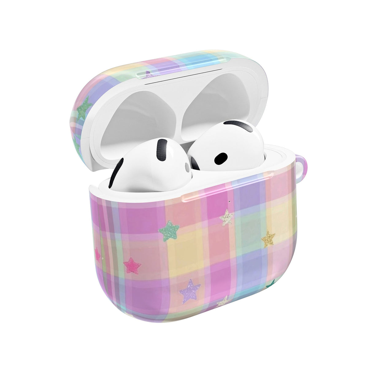RAINBOW PASTEL PLAID STARS AIRPOD CASE