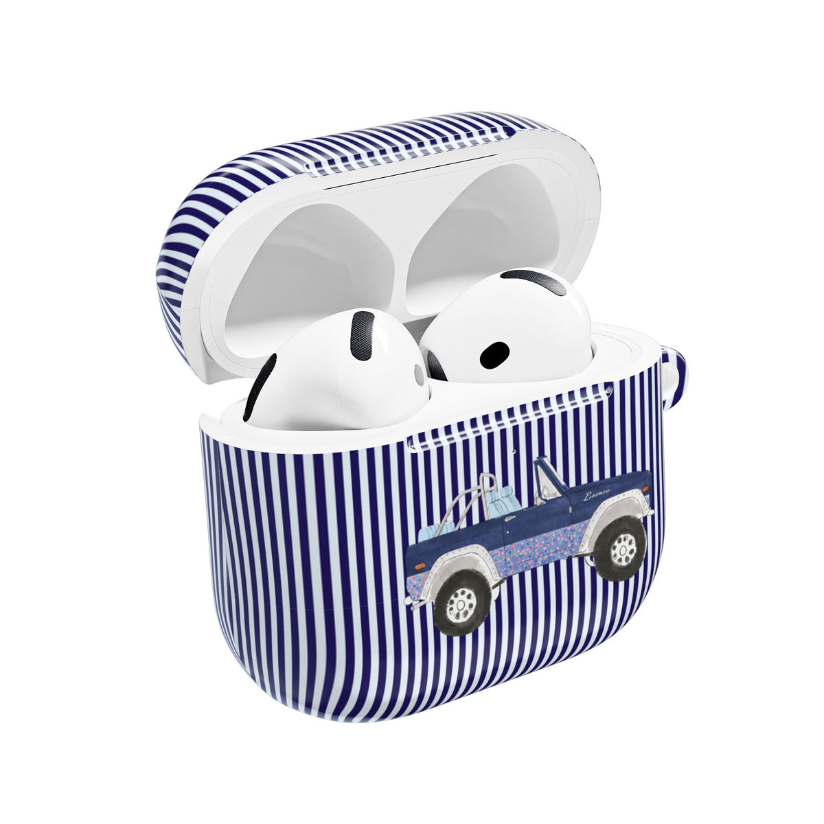BLUE STRIPES NAVY VINTAGE FLORAL BRONCO AIRPOD CASE