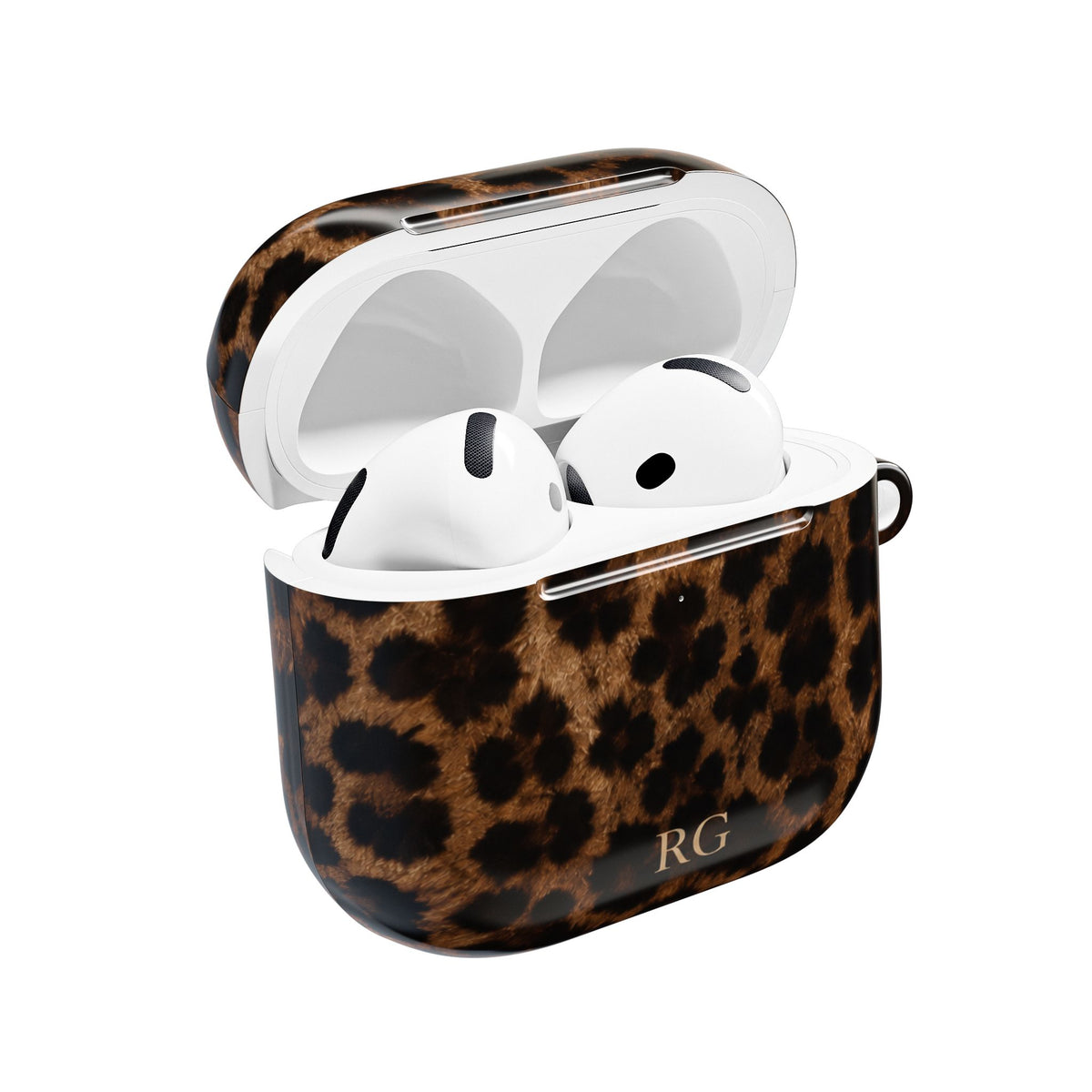 PERSONALIZED BROWN CHEETAH LEOPARD CUSTOM MONOGRAM INITIALS AIRPOD CASE