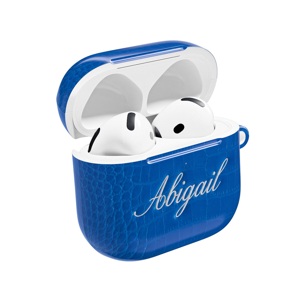 PERSONALIZED ROYAL BLUE CROC CUSTOM NAME AIRPOD CASE