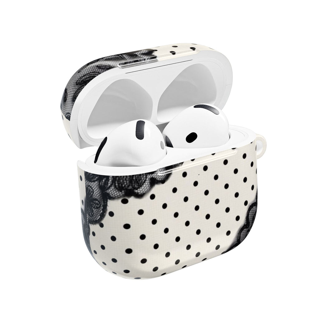 COQUETTE POLKA DOTS BLACK LACE AIRPOD CASE