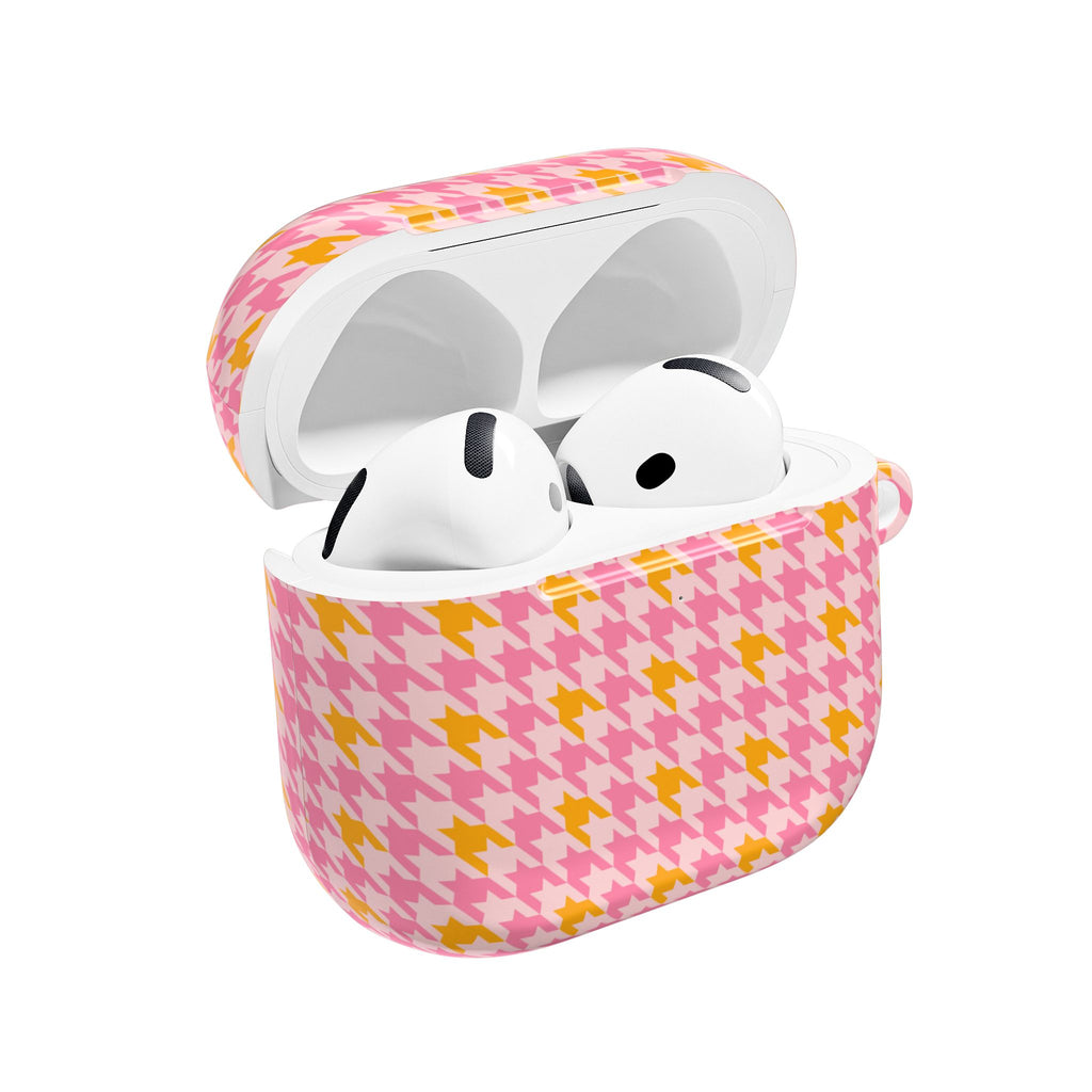 PINK & ORANGE HOUNDSTOOTH AIRPOD CASE