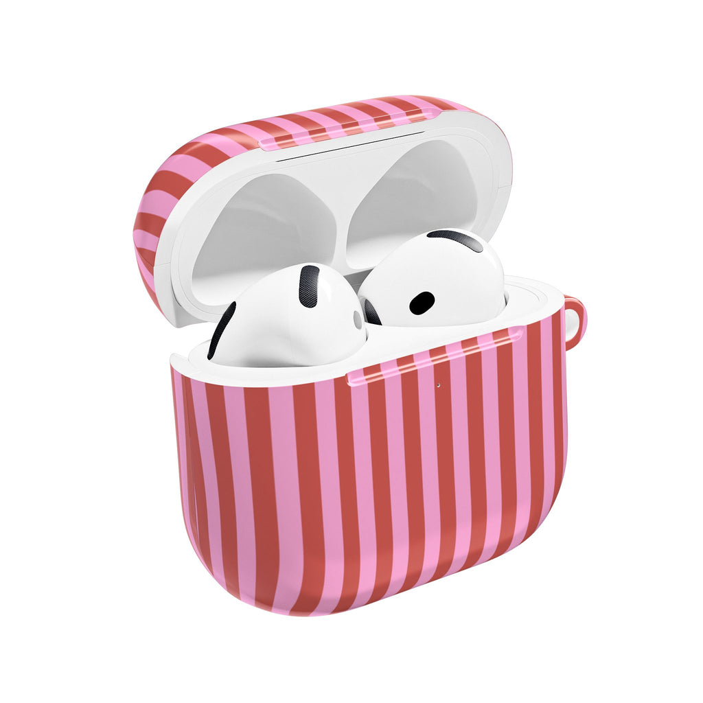 RED CANDY CANE STRIPES AIRPOD CASE