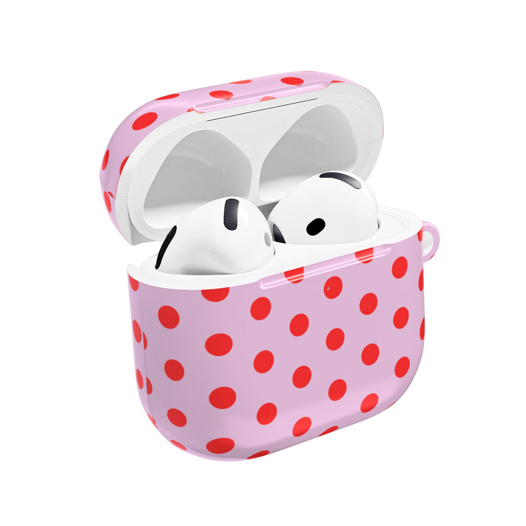PINK RED POLKA DOTS AIRPOD CASE