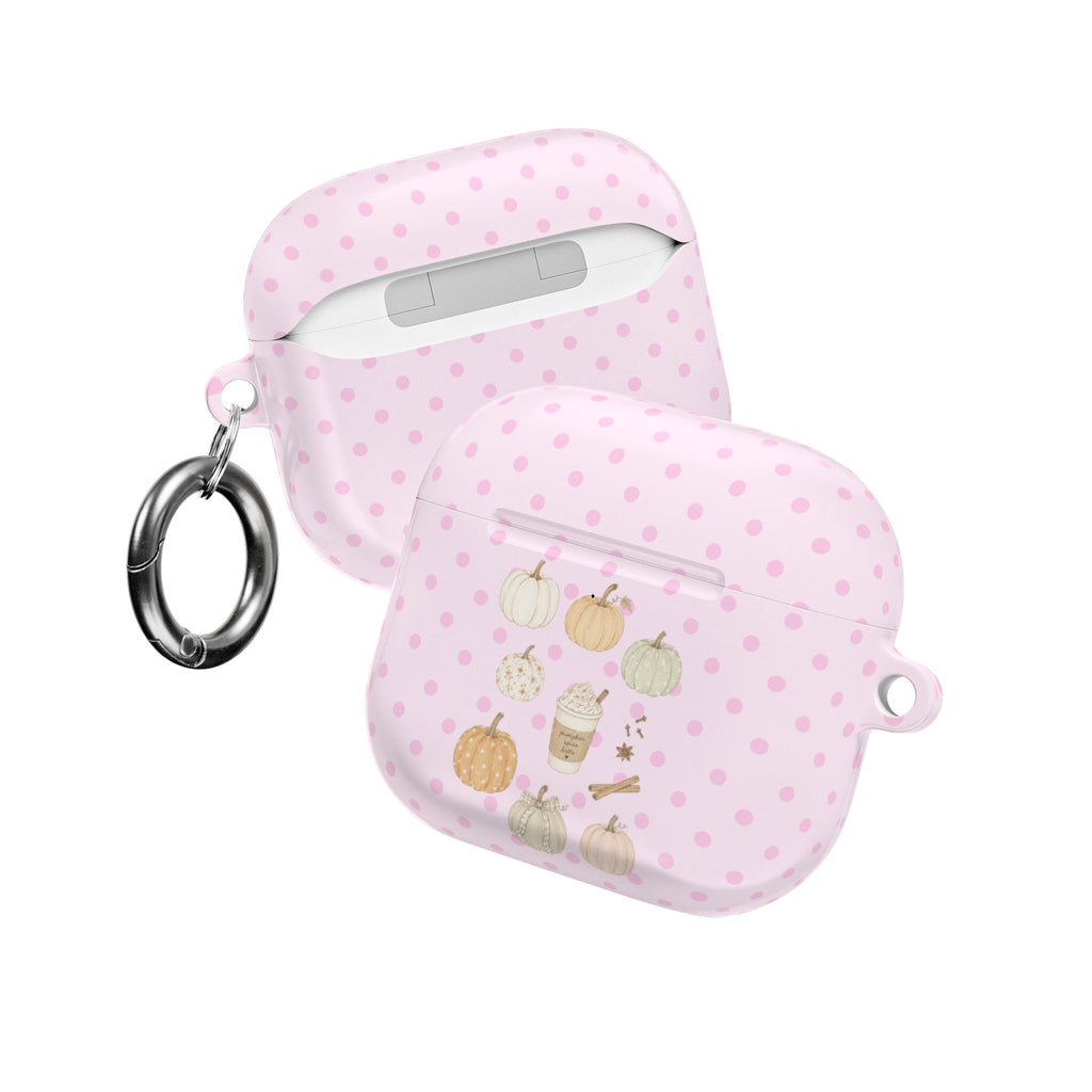 PINK POLKA DOTS COZY FALL PUMPKINS AIRPOD CASE