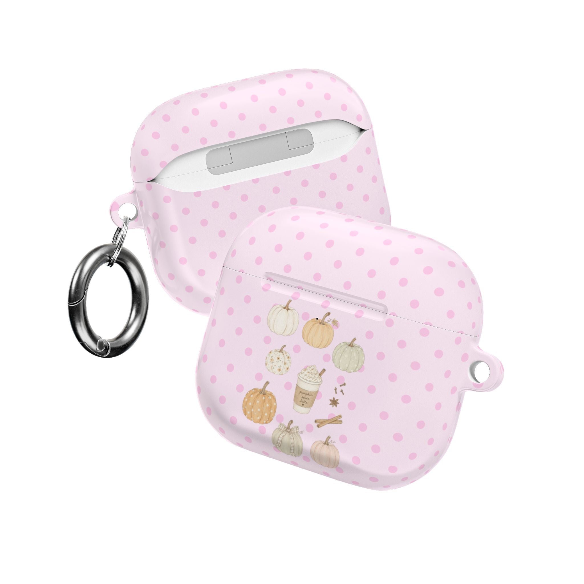 PINK POLKA DOTS COZY FALL PUMPKINS AIRPOD CASE