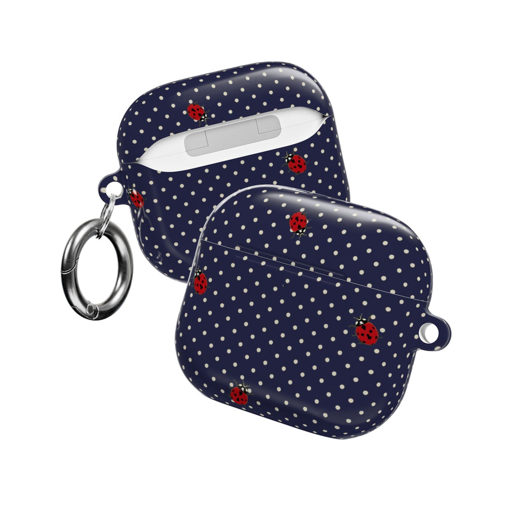 NAVY BLUE POLKA DOTS MINI LADYBUGS AIRPOD CASE