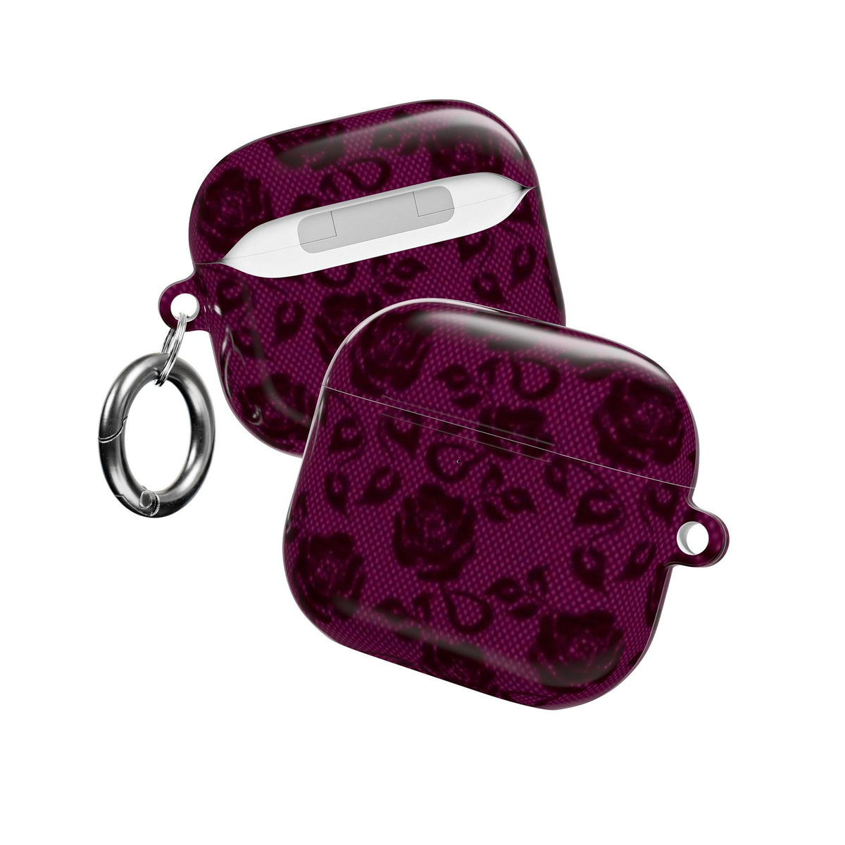 BURGUNDY CHERRY LACE FLORAL AIRPOD CASE