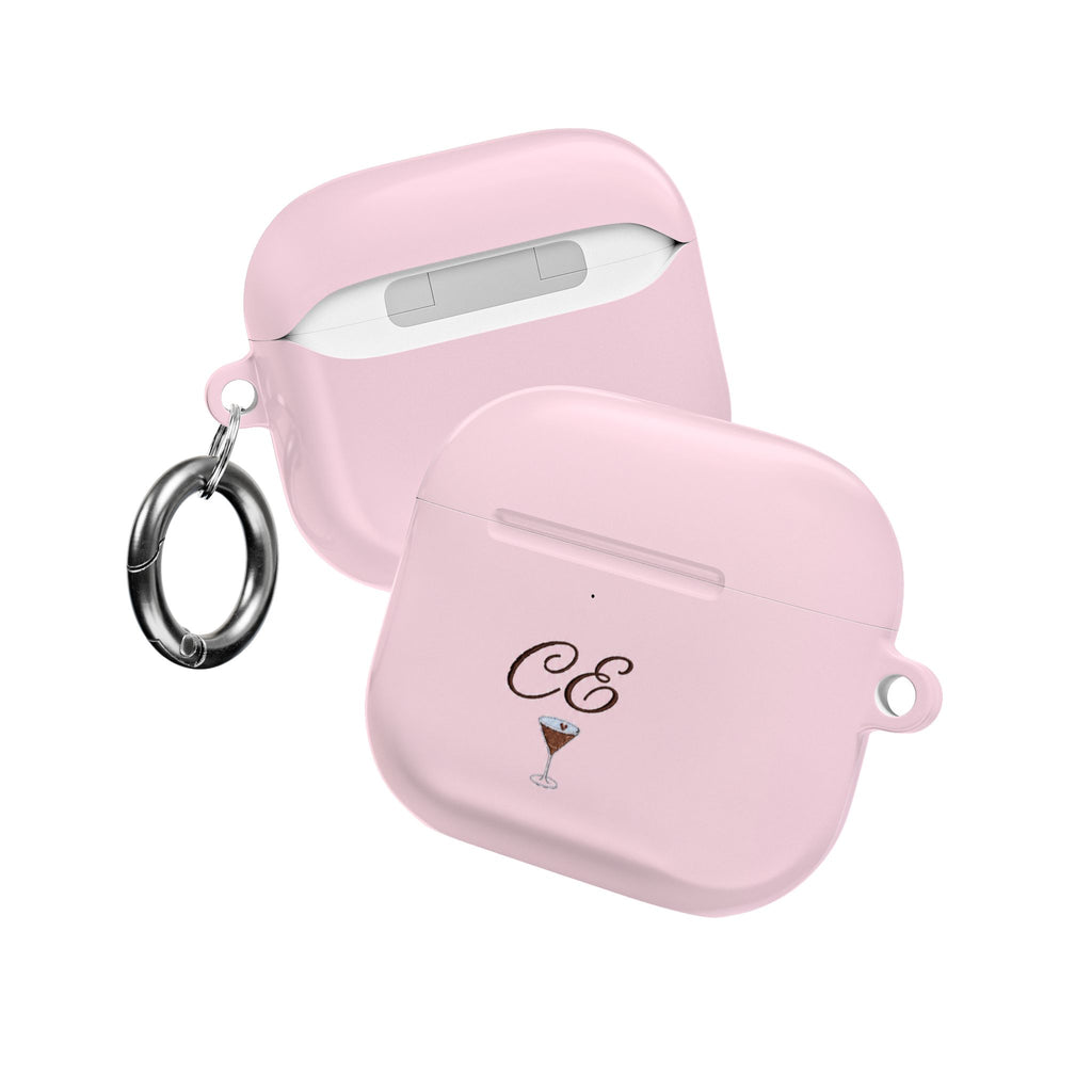 PERSONALIZED PINK MONOGRAM INITIALS ESPRESSO MARTINI CUSTOM NAME AIRPOD CASE