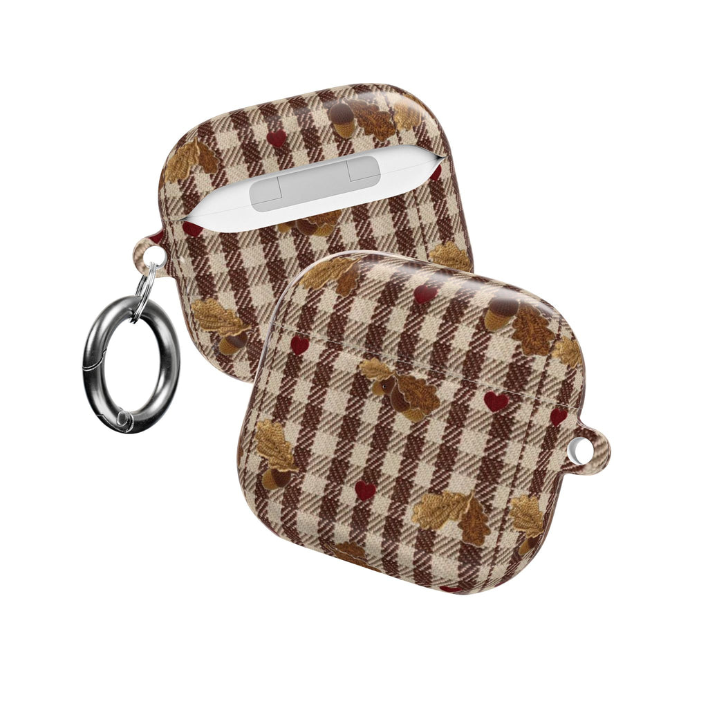 CHESTNUT GINGHAM FALL LEAVES AIRPOD CASE