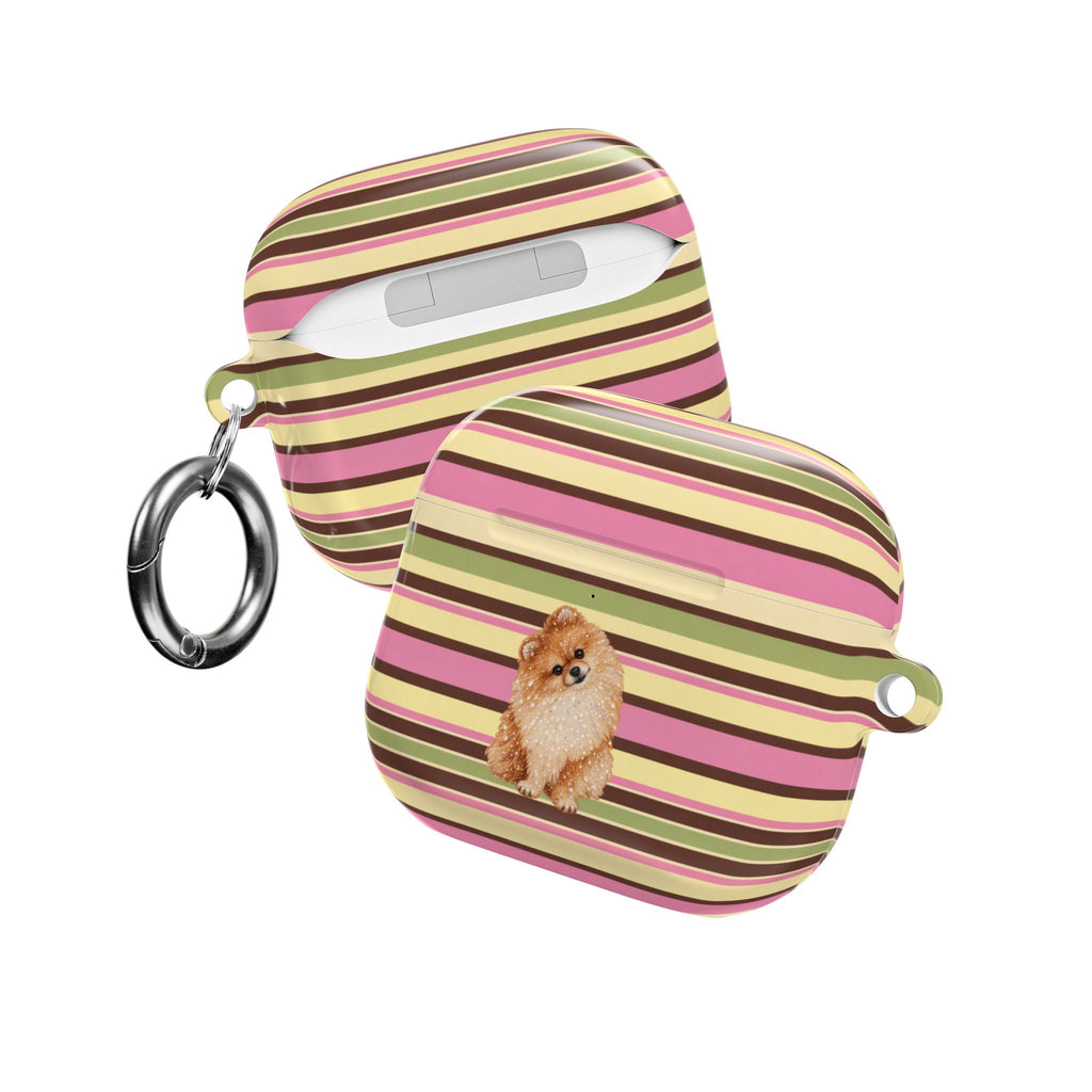 PICNIC STRIPES POMERANIAN DOG AIRPOD CASE