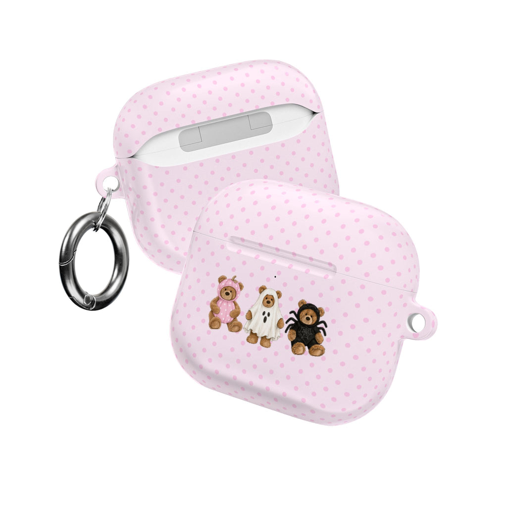 PINK POLKA DOTS HALLOWEEN TEDDY BEARS AIRPOD CASE
