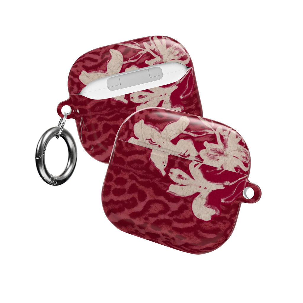 RED LEOPARD LILY AIRPOD CASE