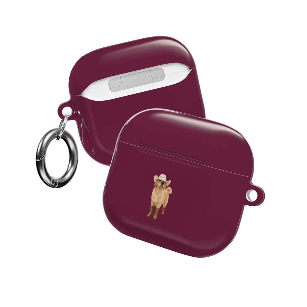 BURGUNDY GOLDEN RETRIEVER COWBOY DOG AIRPOD CASE