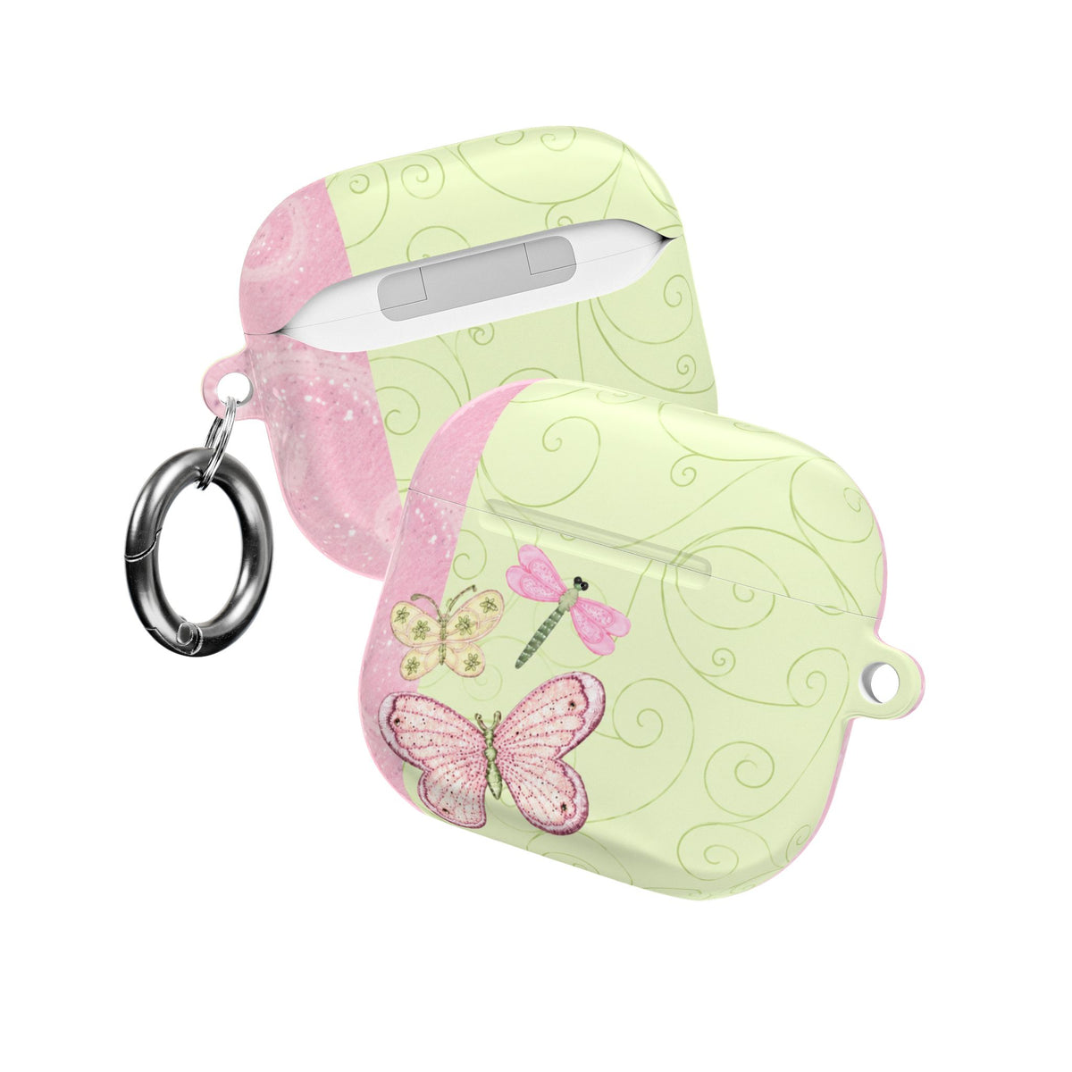 YELLOW & PINK WHIMSY DRAGONFLY AIRPOD CASE