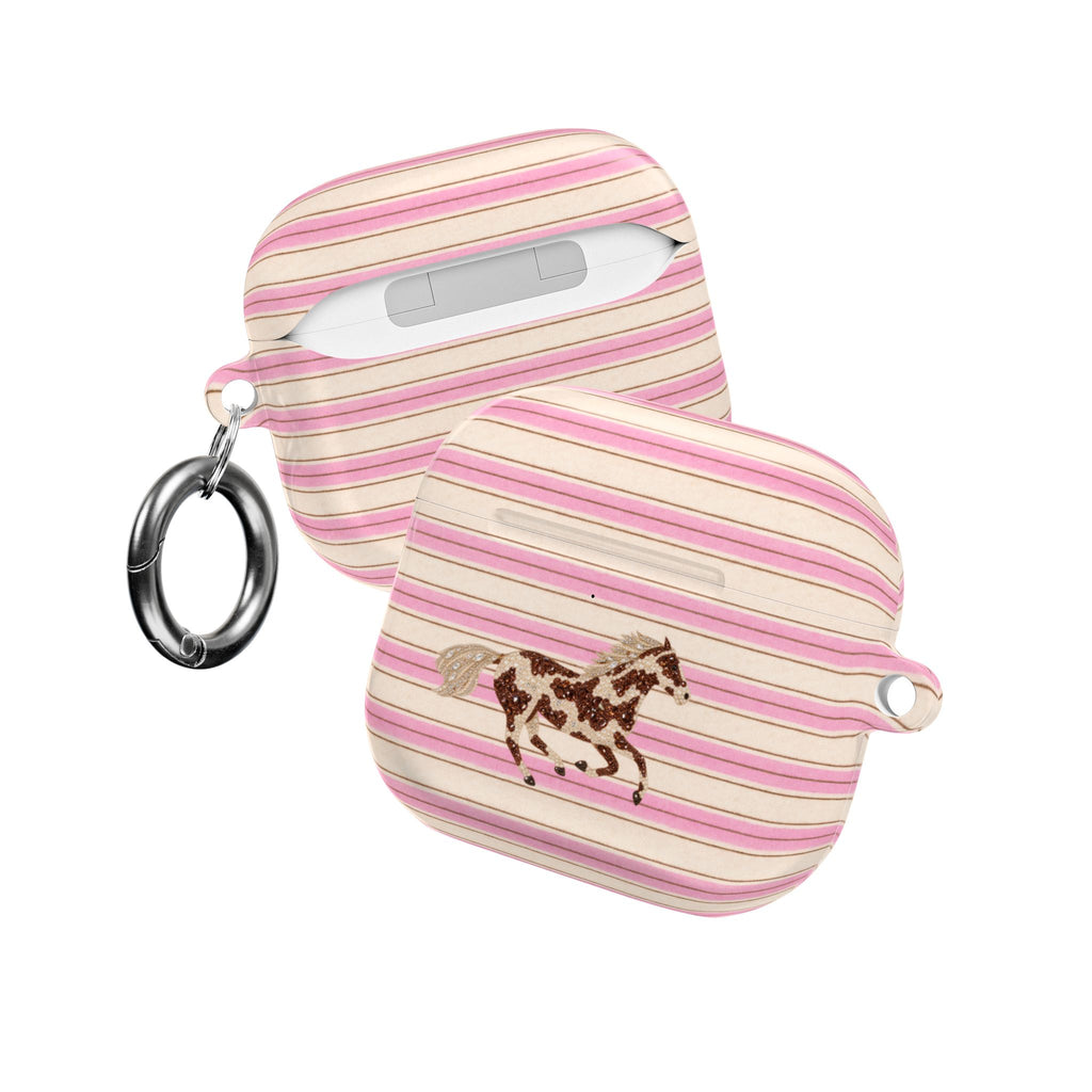 BUBBLEGUM CAFÉ STRIPES HORSE AIRPOD CASE