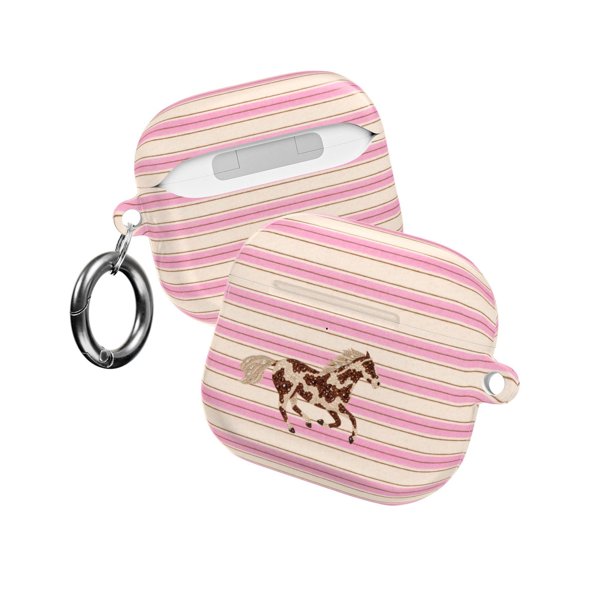 BUBBLEGUM CAFÉ STRIPES HORSE AIRPOD CASE