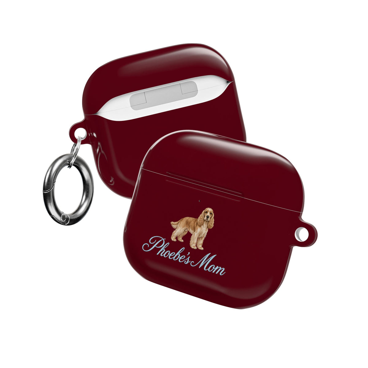 PERSONALIZED CHERRY RED SPANIEL DOG MOM CUSTOM NAME AIRPOD CASE