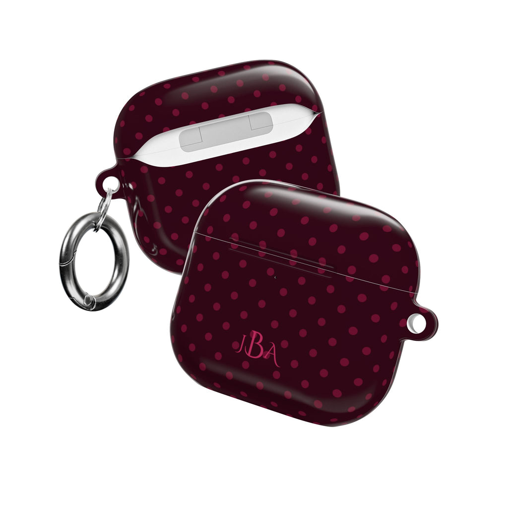 PERSONALIZED NAME CUSTOM PLUM POLKA DOTS MONOGRAM INITIALS AIRPOD CASE
