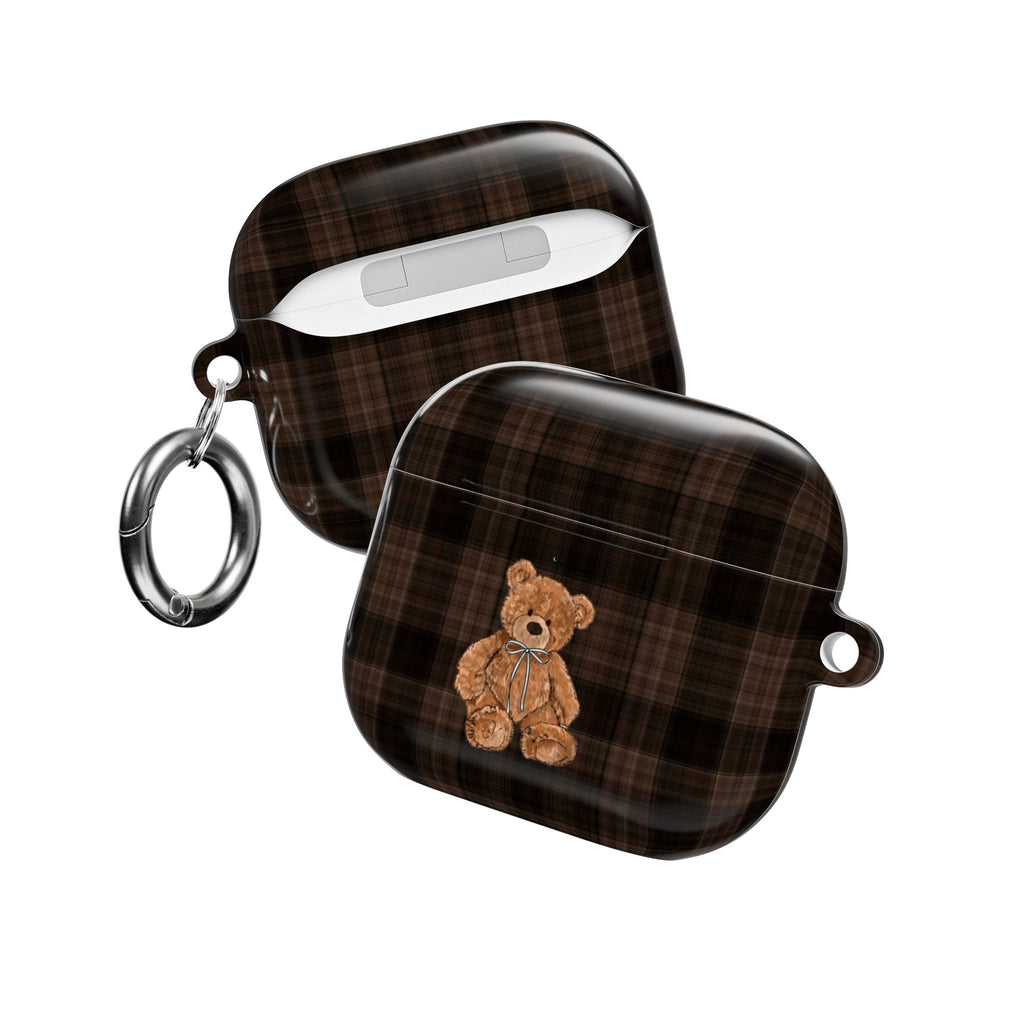 BROWNSTONE PLAID TEDDY BEAR AIRPOD CASE