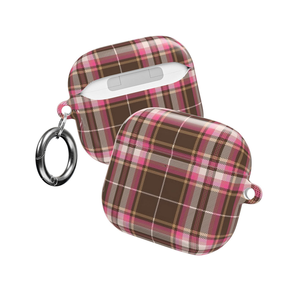 CHOCOLATE RASPBERRY TARTAN PLAID AIRPOD CASE