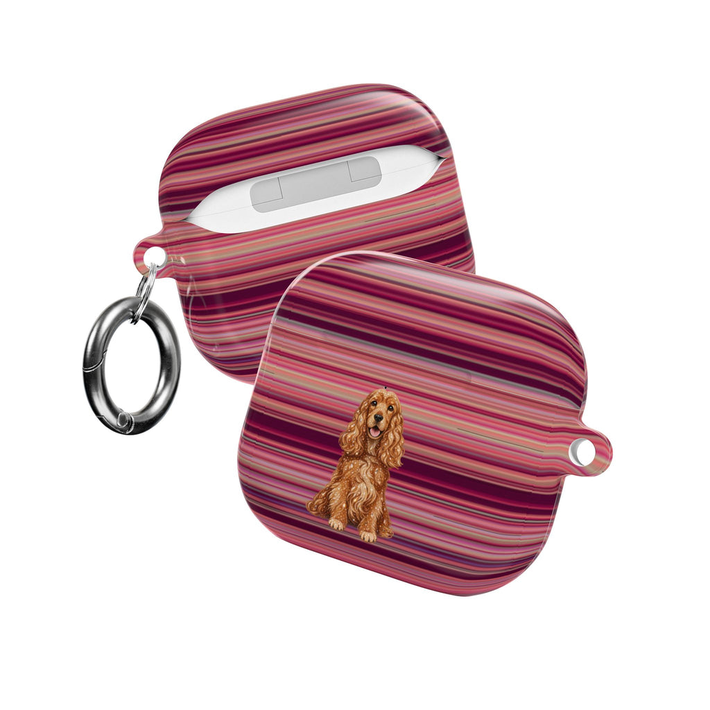 BURGUNDY STRIPES SPANIEL DOG AIRPOD CASE