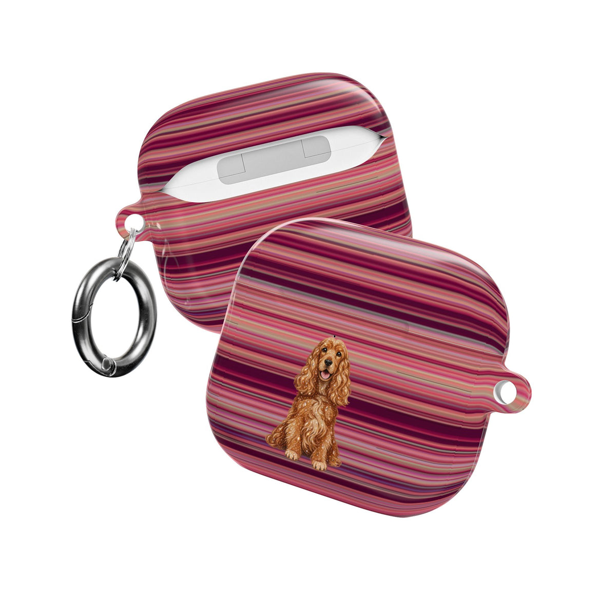 BURGUNDY STRIPES SPANIEL DOG AIRPOD CASE