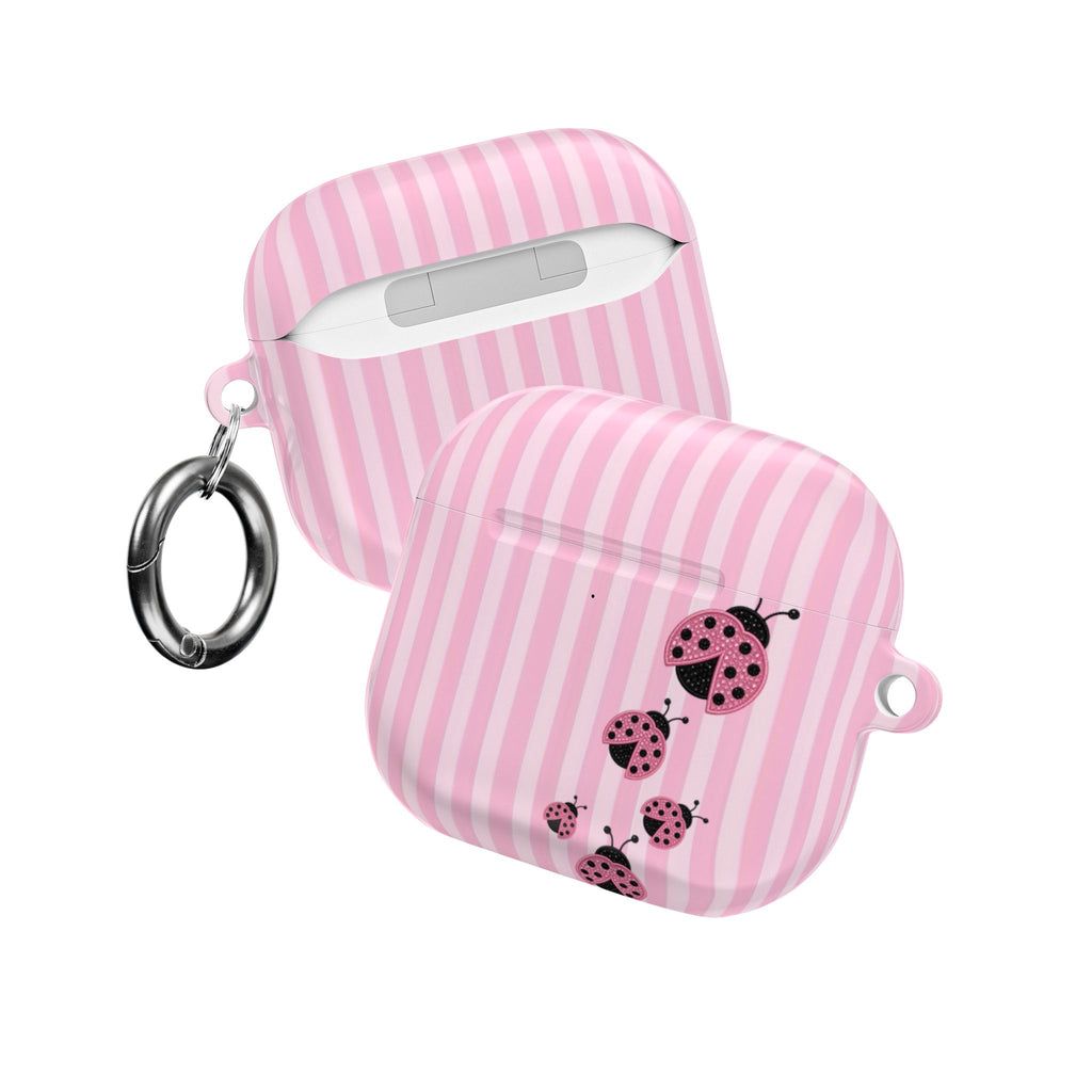PINK STRIPES LADYBUGS AIRPOD CASE