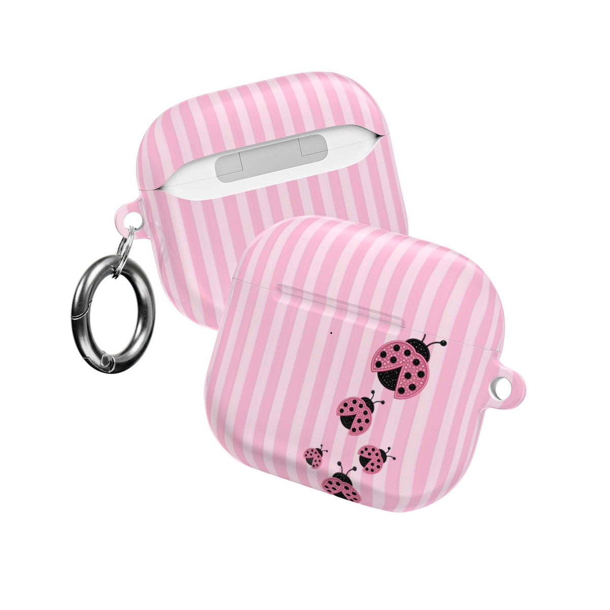 PINK STRIPES LADYBUGS AIRPOD CASE